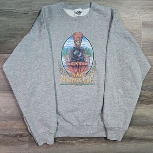 VINTAGE 1991 Warner Bros American Heritage Train Sweatshirt L USA Made 90s Grey